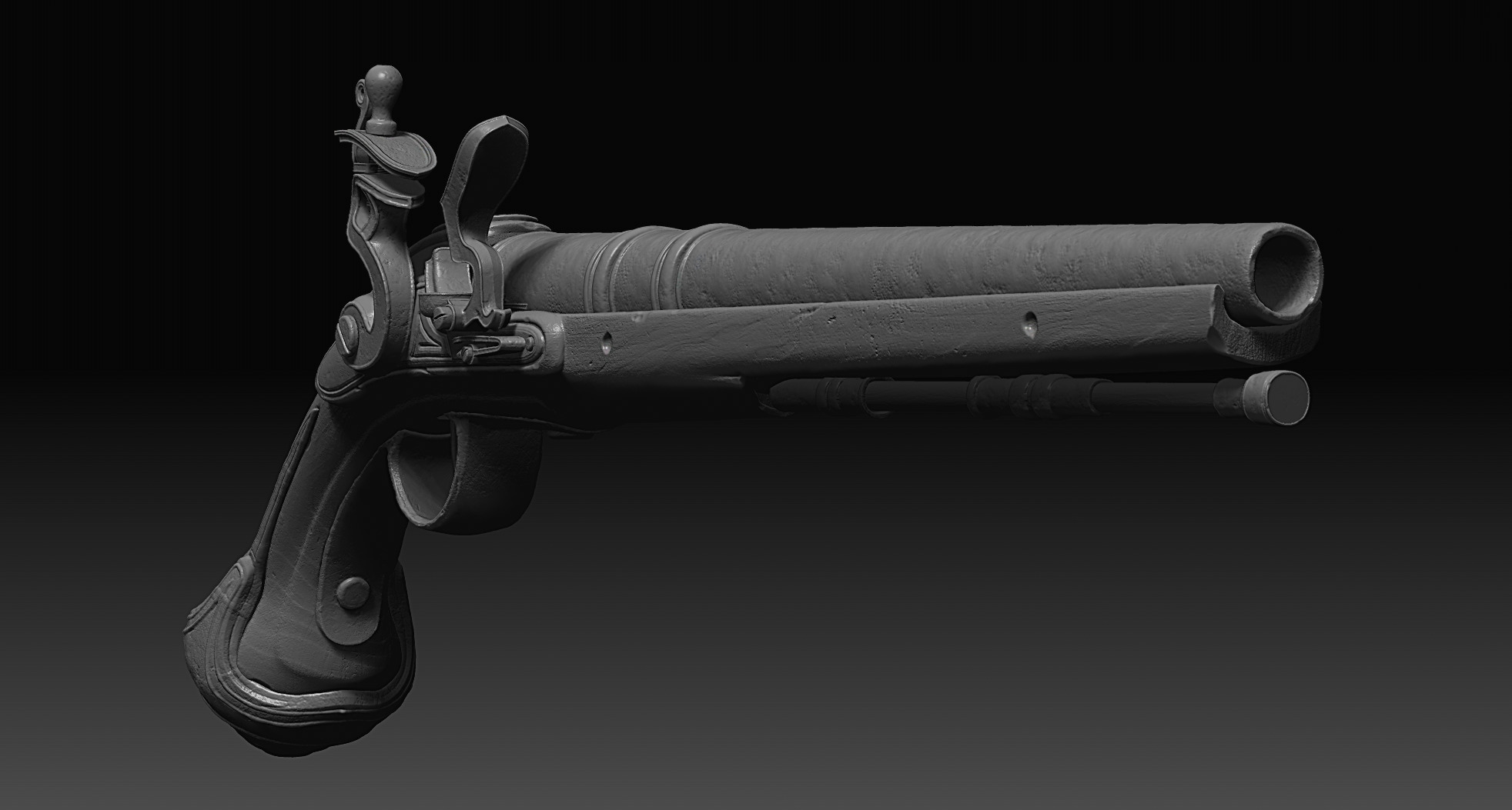 Flintlock Pistol Low-poly 3D model_15