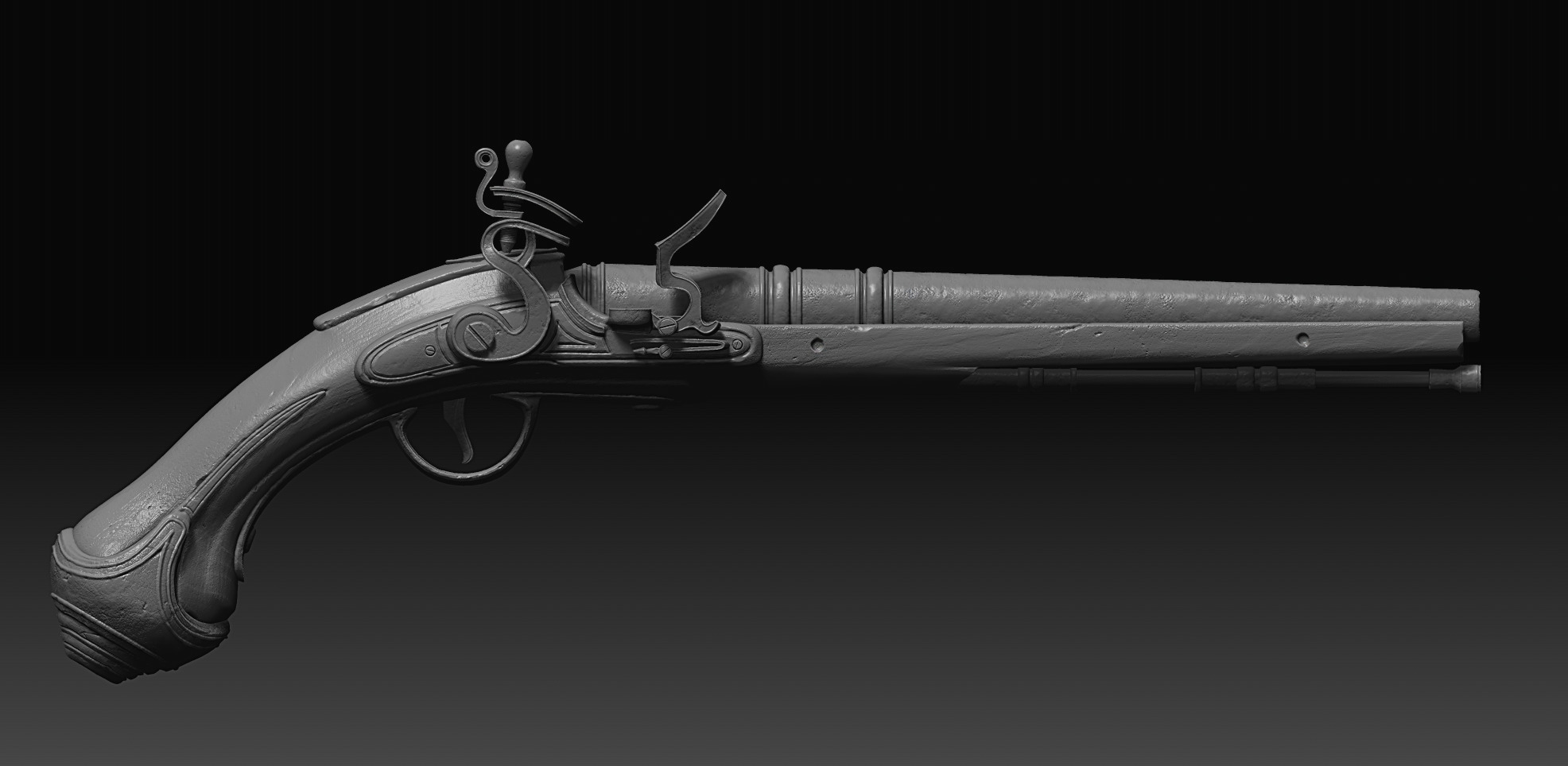 Flintlock Pistol Low-poly 3D model_11
