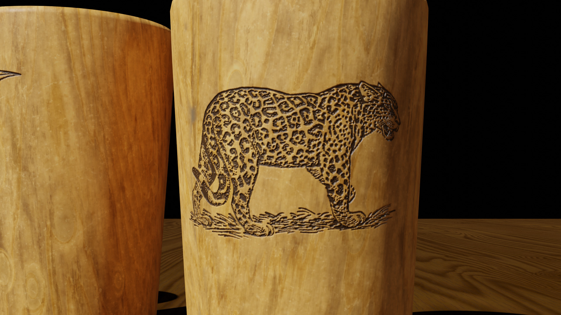 Wooden Cups for Animals Low-poly 3D model_3