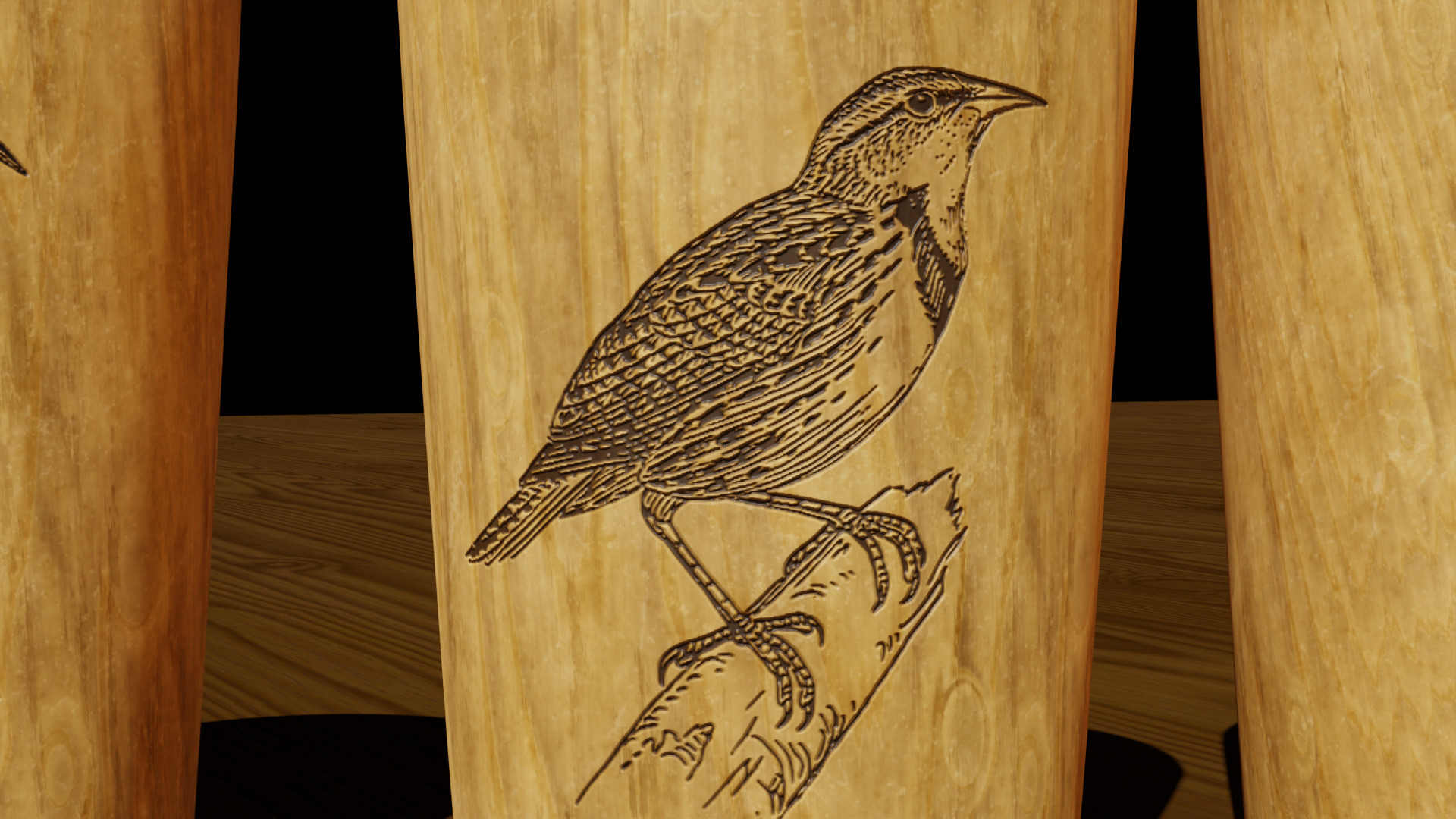 Wooden Cups for Animals Low-poly 3D model_4