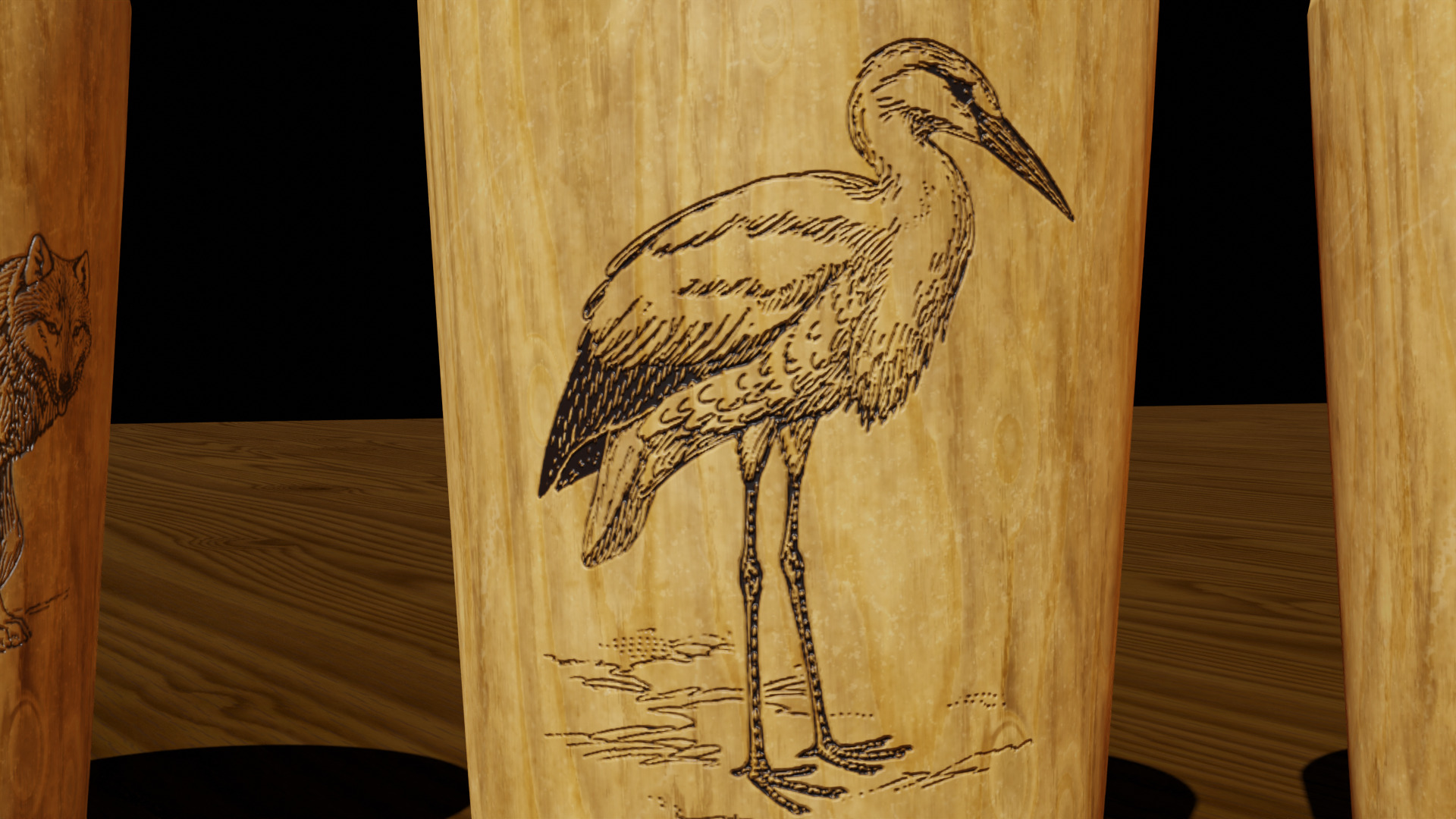 Wooden Cups for Animals Low-poly 3D model_5