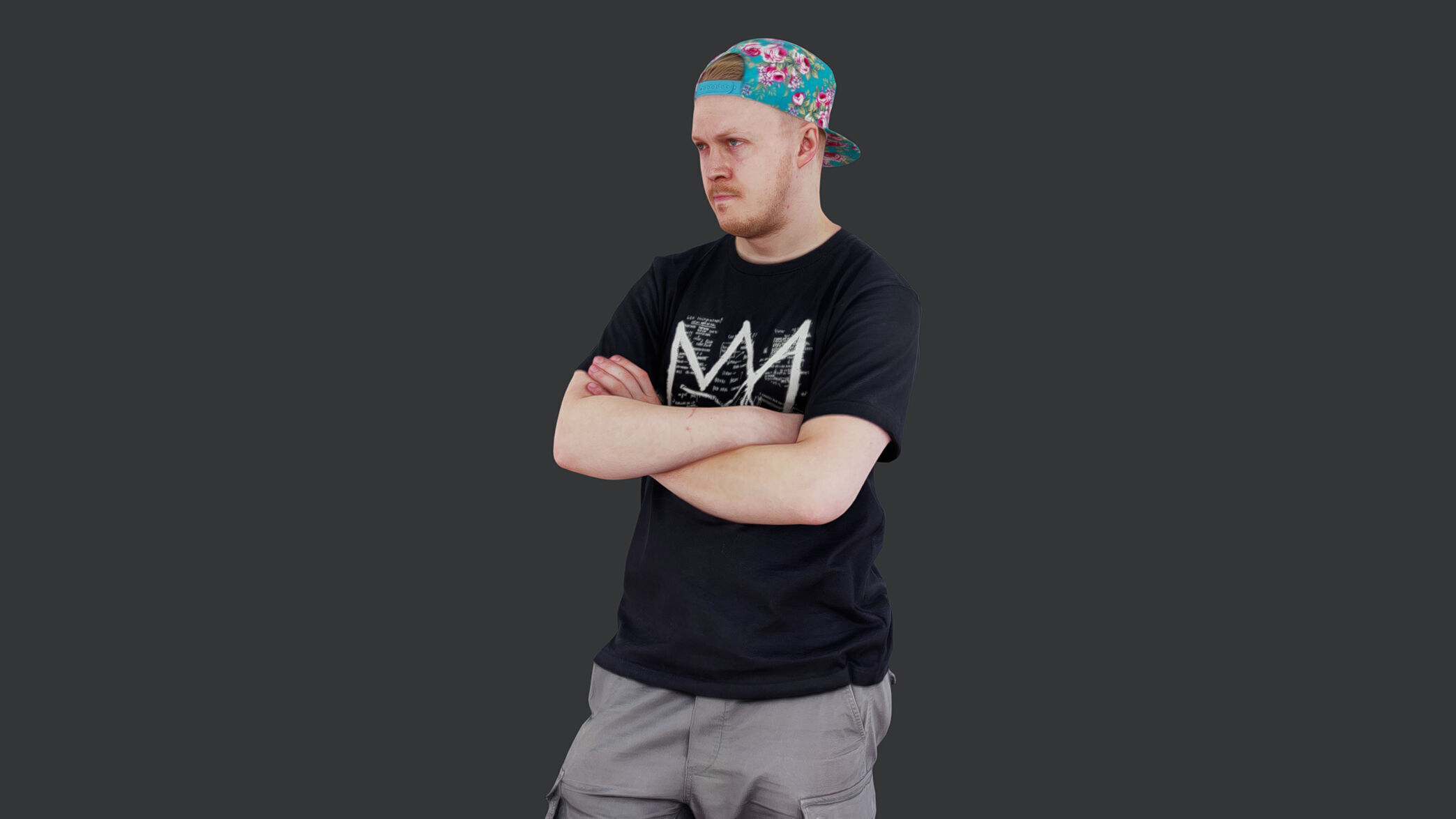 Casual Guy in a Colorful Cap 3D model_1