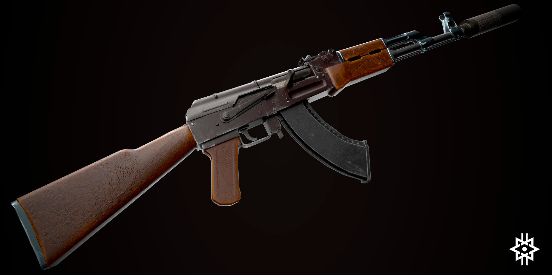 AKM - assault rifle Low-poly 3D model_1