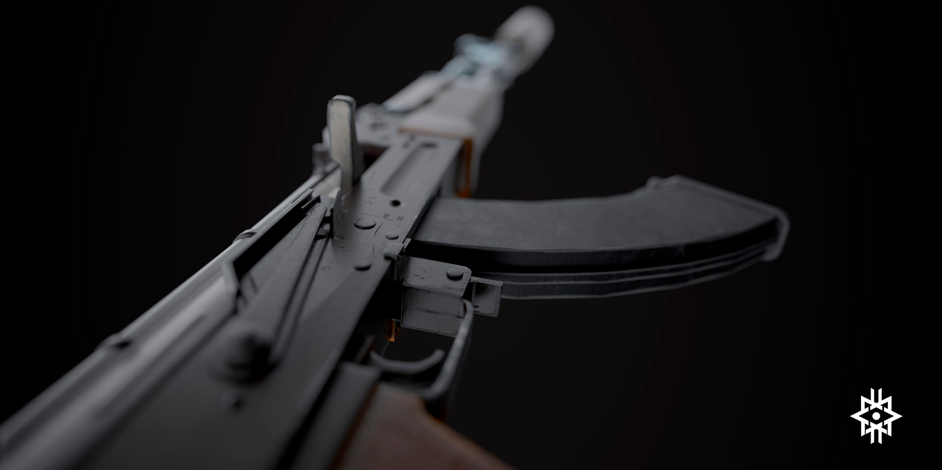 AKM - assault rifle Low-poly 3D model_4
