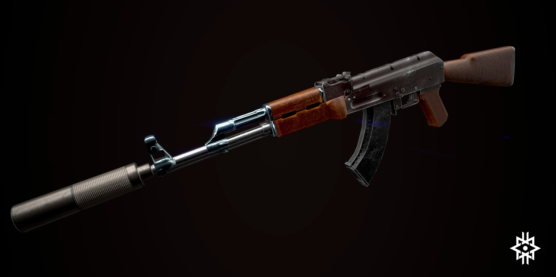 AKM - assault rifle Low-poly 3D model_2