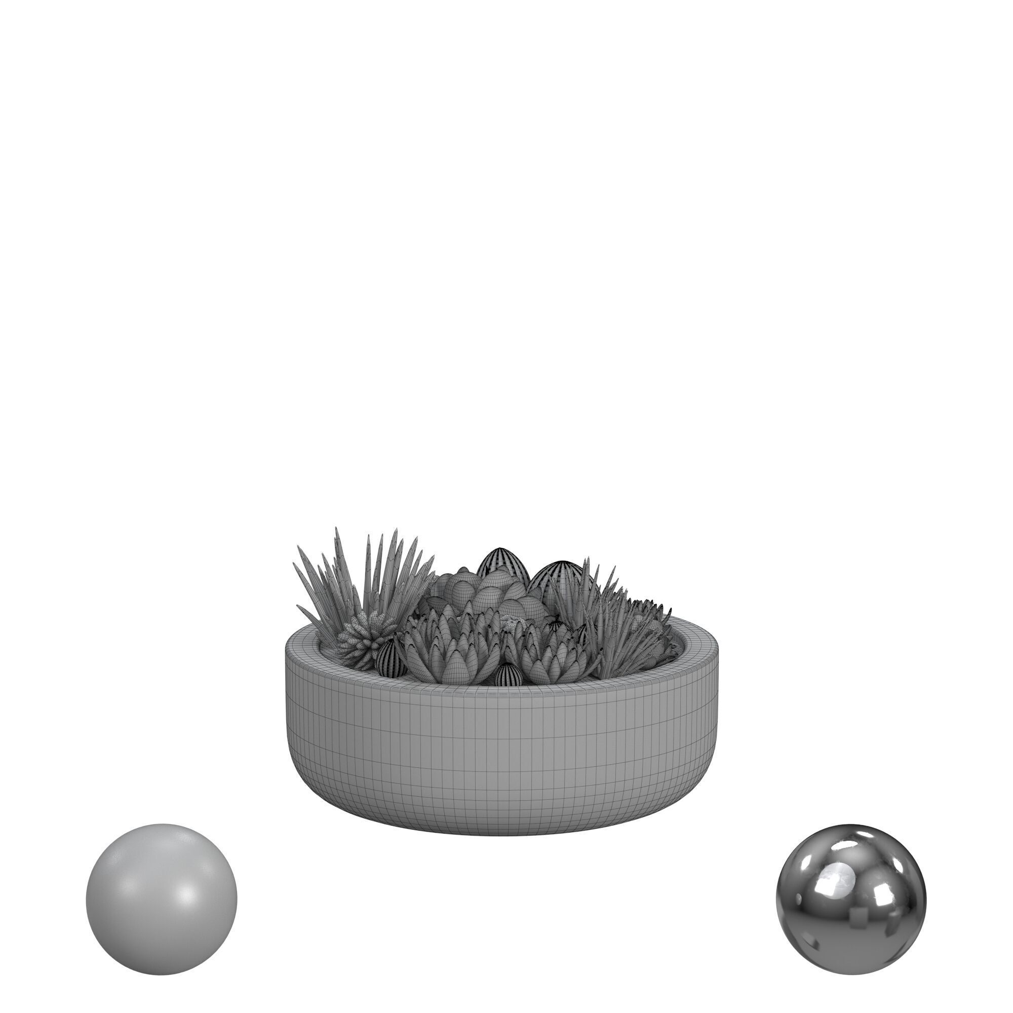 Succulent in Radius Planter Low-poly 3D model_3