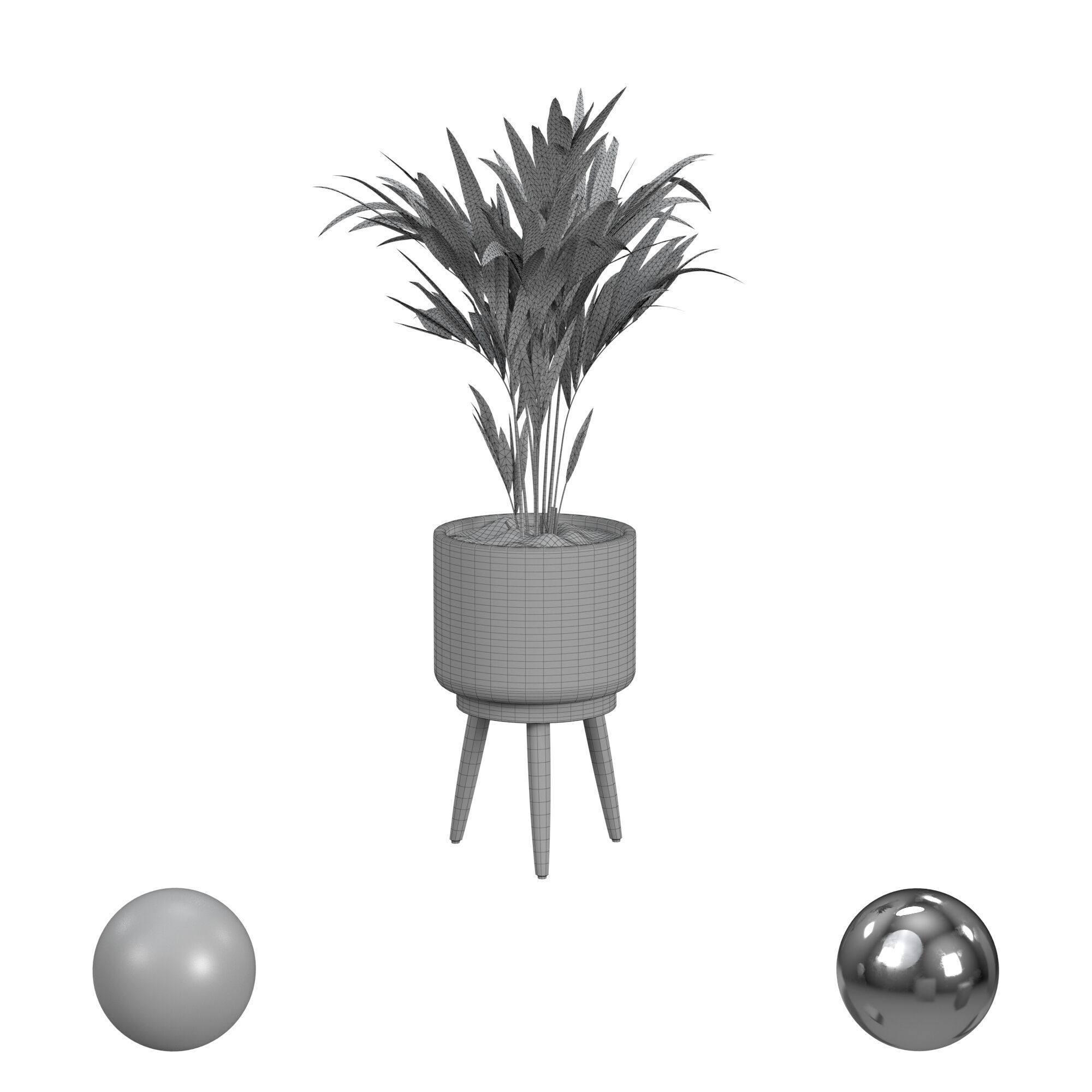 Decorative Palm in a Basket Small 3D model_3