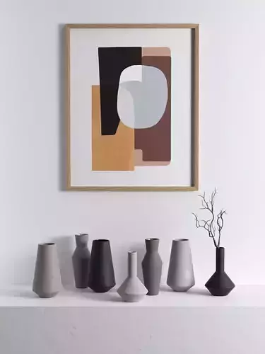 Minimalist Vase Set with Painting