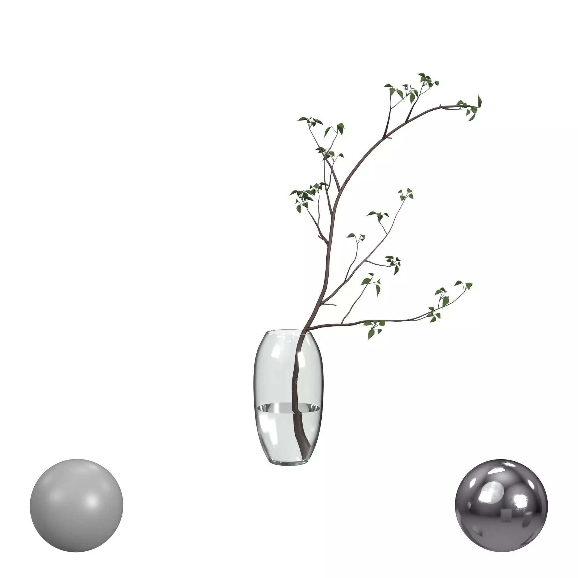 A set of branches in vases 3D model_0