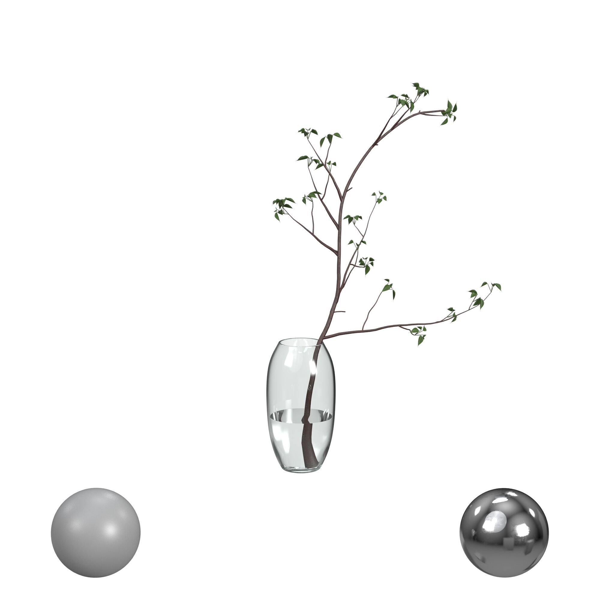 A set of branches in vases 3D model_1