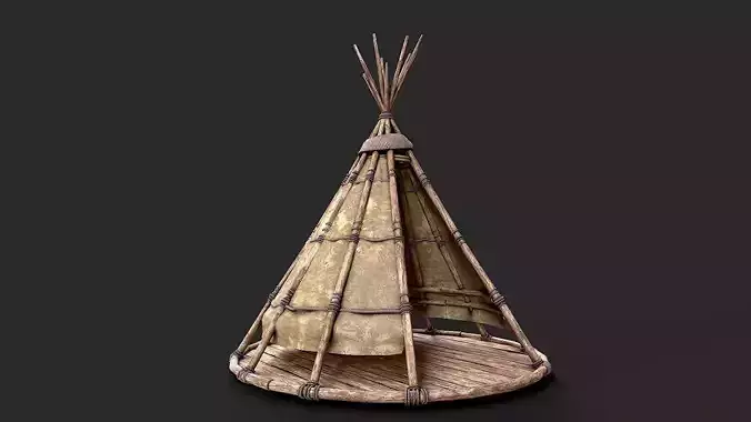 Primitive Wood and Fabric Tent Shelter 3