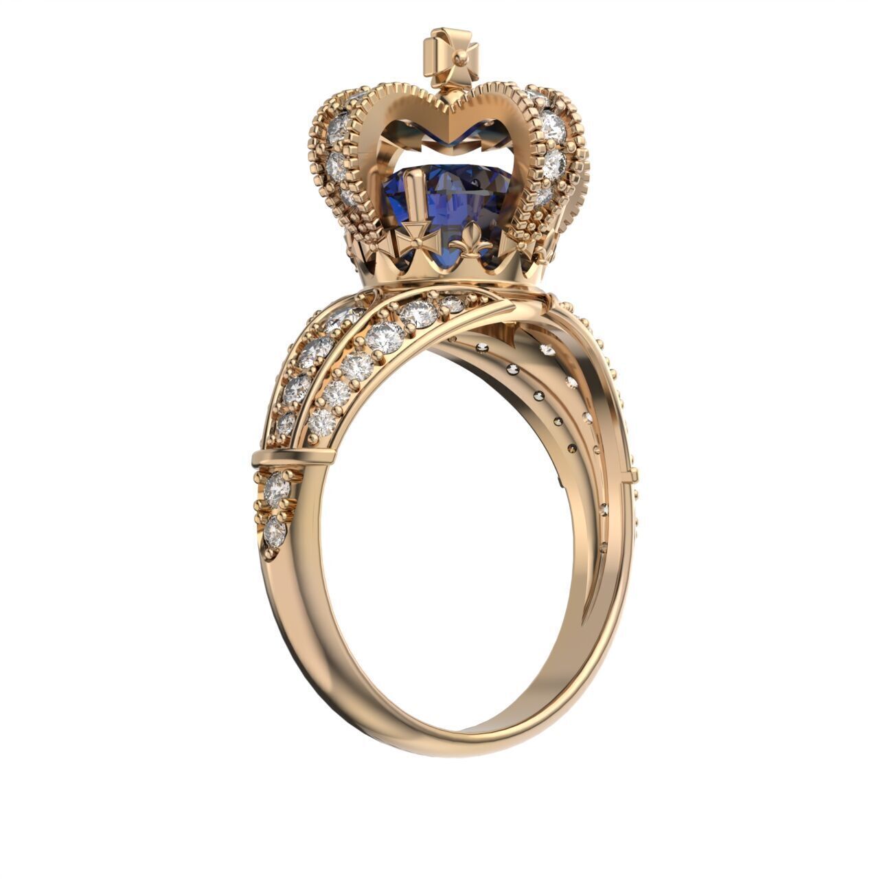 Crown ring 3D print model_4