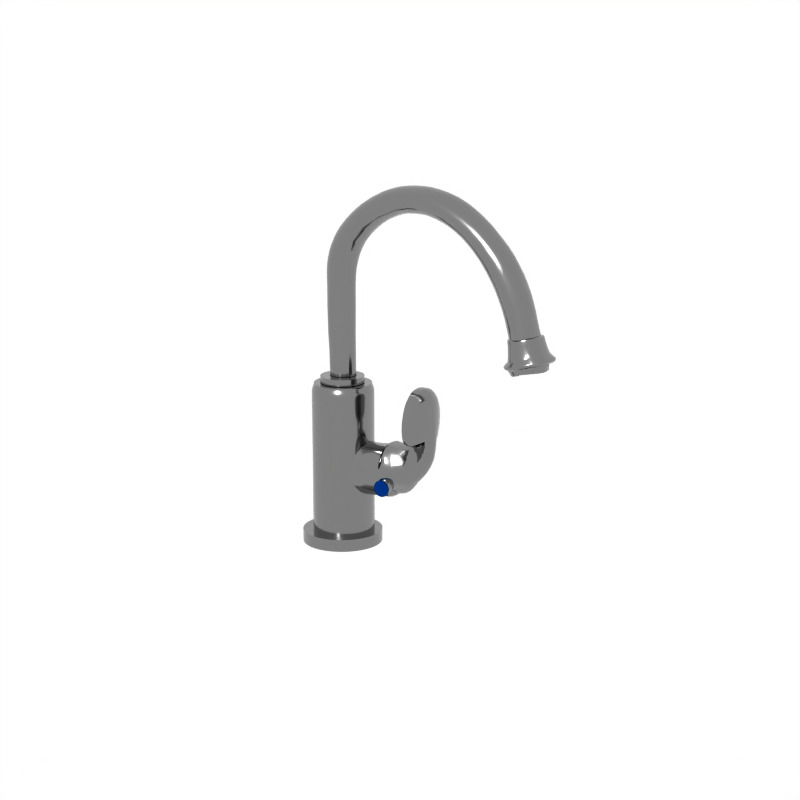 Modern Silver Sink Tap - Round Arched Top 3D model_4