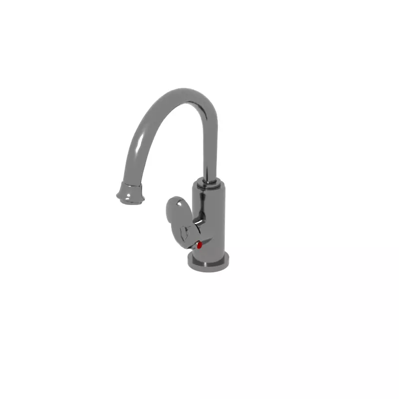 Modern Silver Sink Tap - Round Arched Top 3D model_0