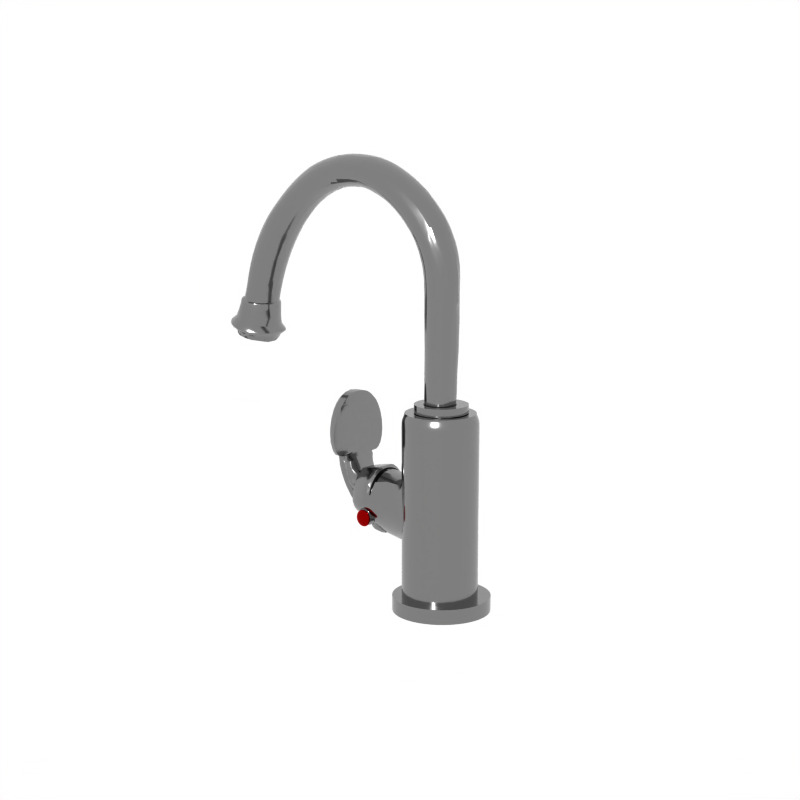 Modern Silver Sink Tap - Round Arched Top 3D model_3