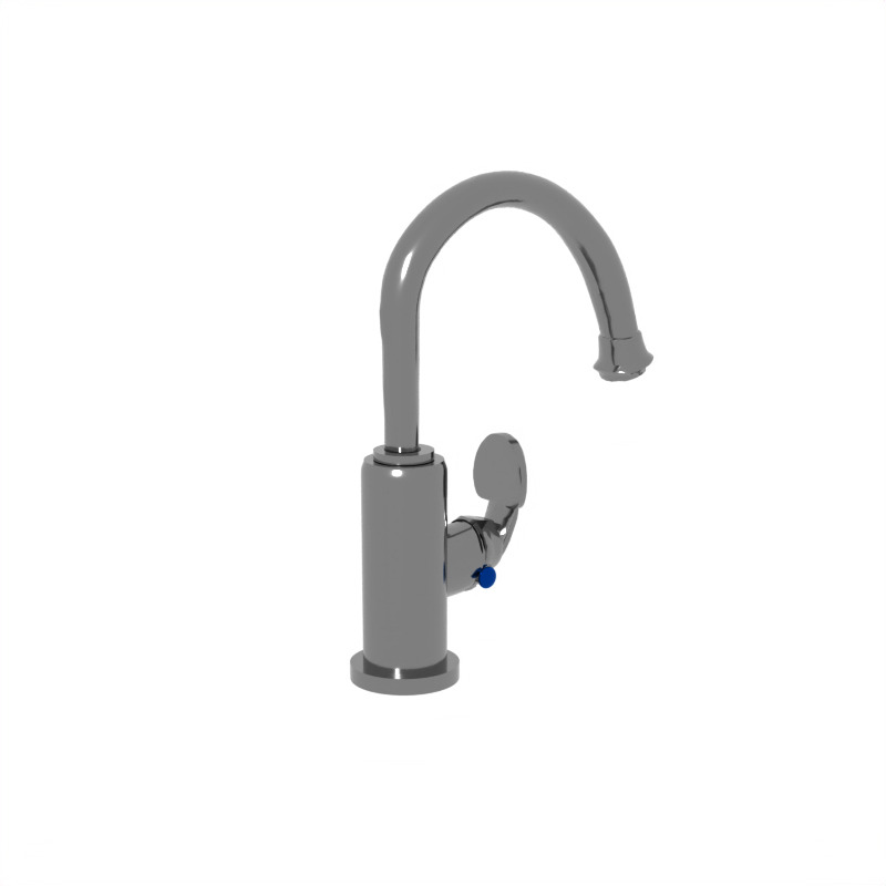 Modern Silver Sink Tap - Round Arched Top 3D model_2