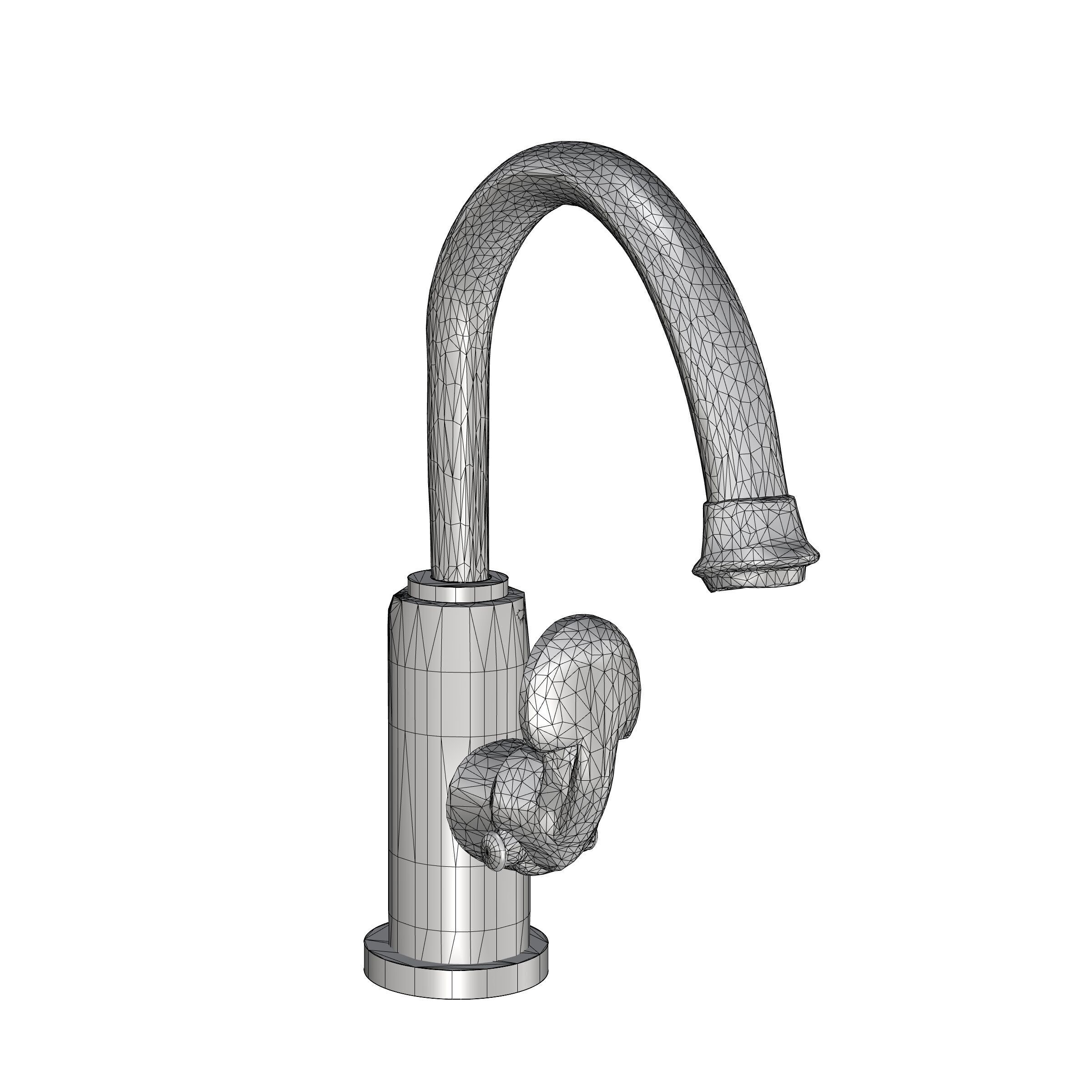 Modern Silver Sink Tap - Round Arched Top 3D model_6