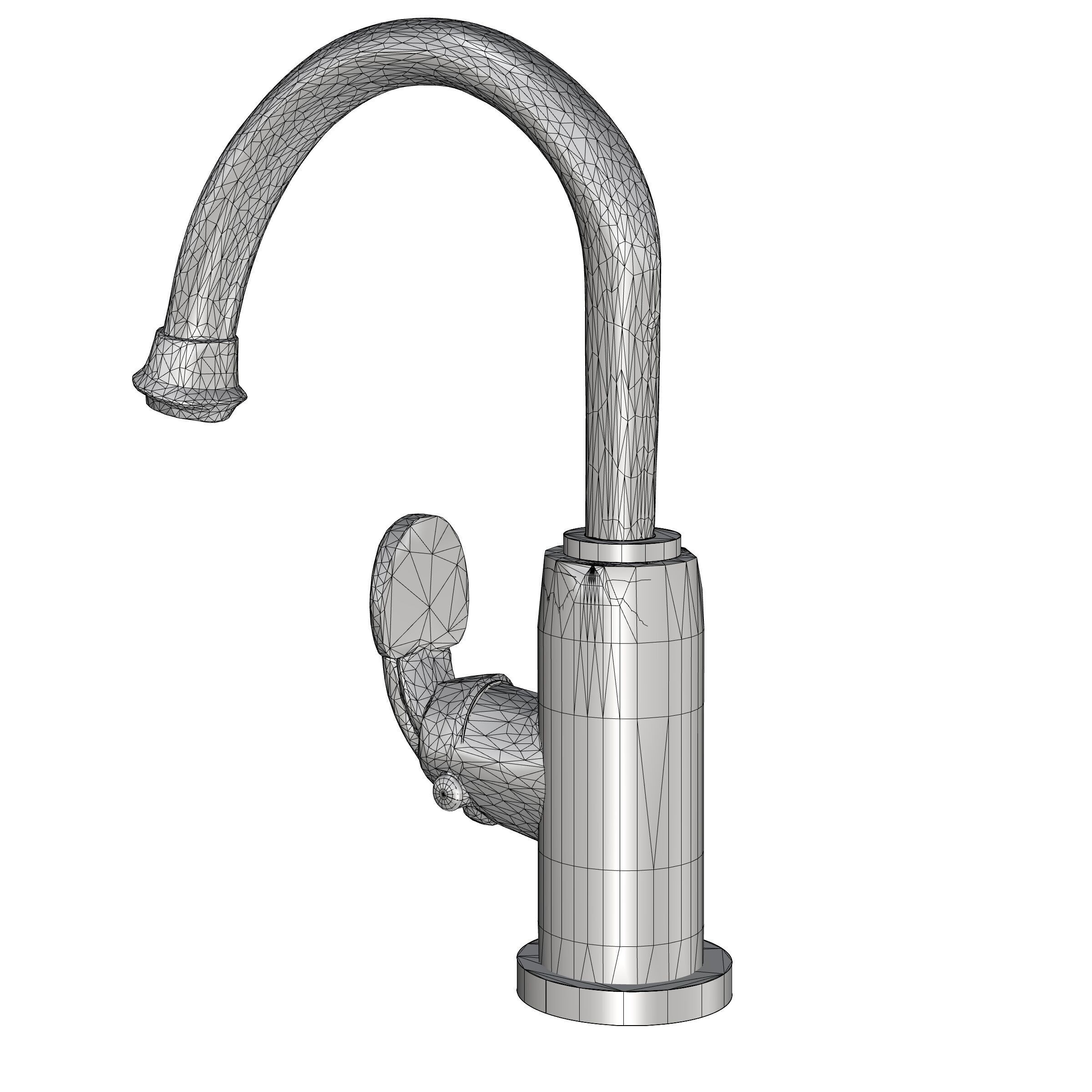 Modern Silver Sink Tap - Round Arched Top 3D model_5