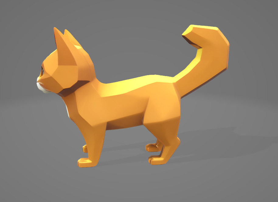Low Poly Stylized Cat 3D Model - Exaggerated Features Low-poly 3D model_3