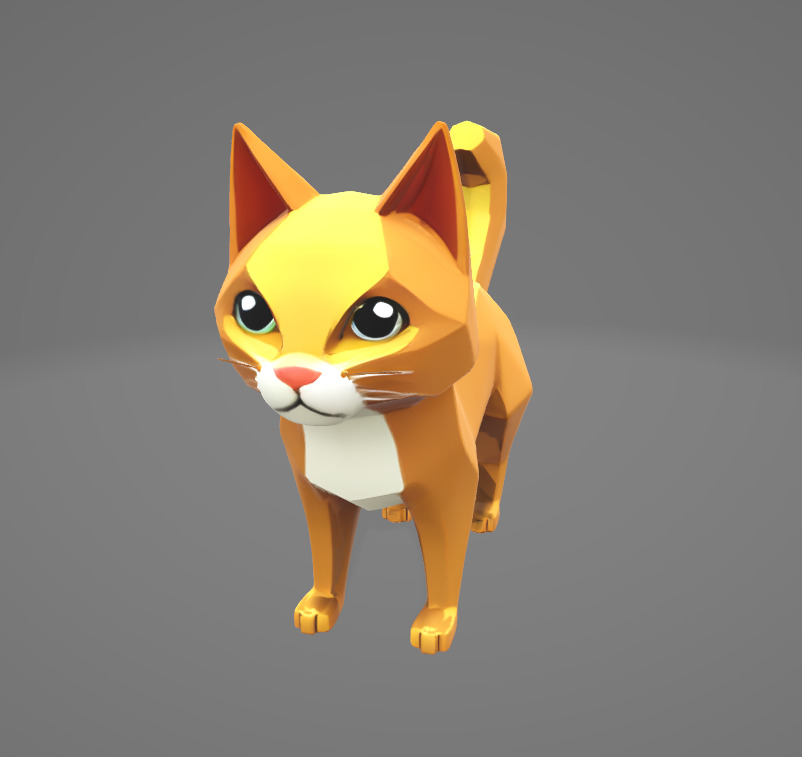Low Poly Stylized Cat 3D Model - Exaggerated Features Low-poly 3D model_1