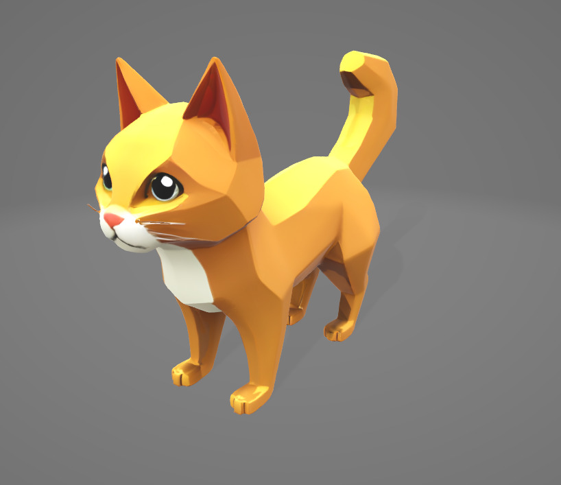 Low Poly Stylized Cat 3D Model - Exaggerated Features Low-poly 3D model_2