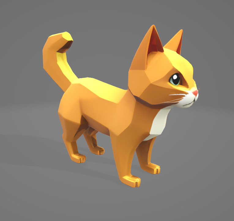 Low Poly Stylized Cat 3D Model - Exaggerated Features Low-poly 3D model_7