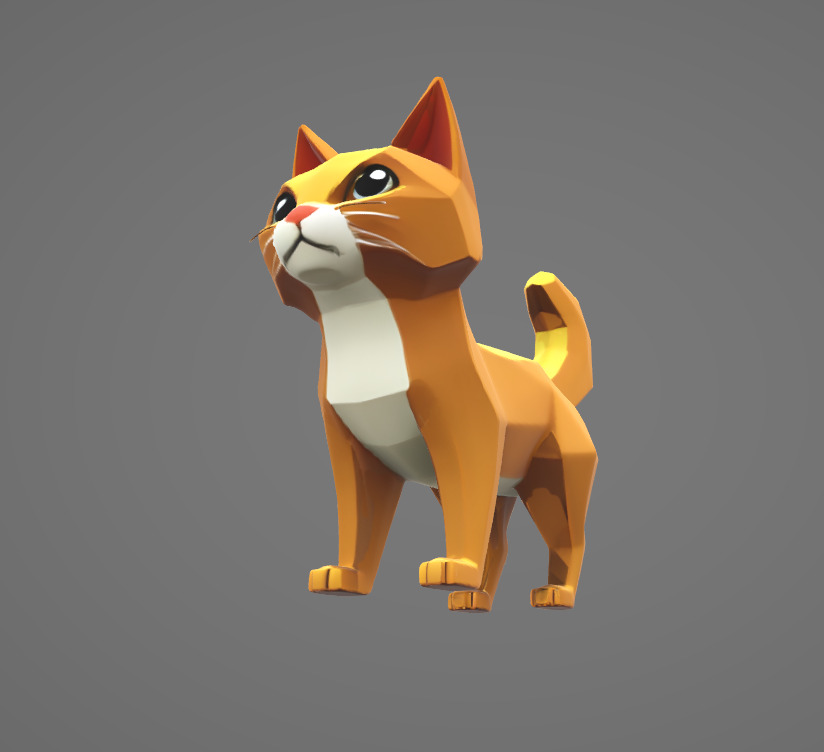 Low Poly Stylized Cat 3D Model - Exaggerated Features Low-poly 3D model_8