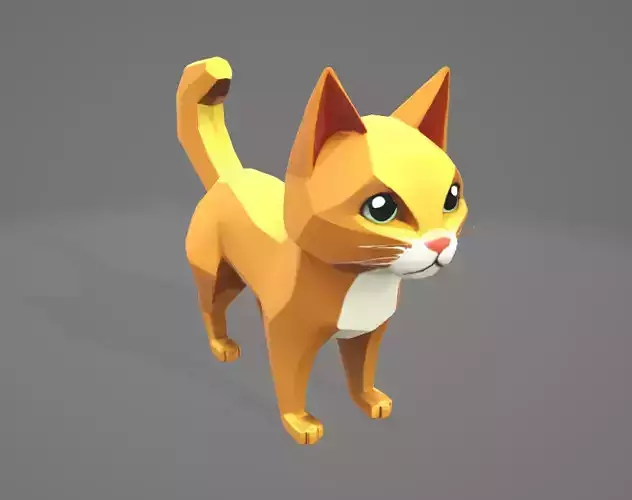 Low Poly Stylized Cat 3D Model - Exaggerated Features Low-poly 3D model
