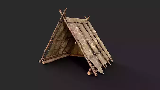 Primitive Wood and Fabric Tent Shelter 5