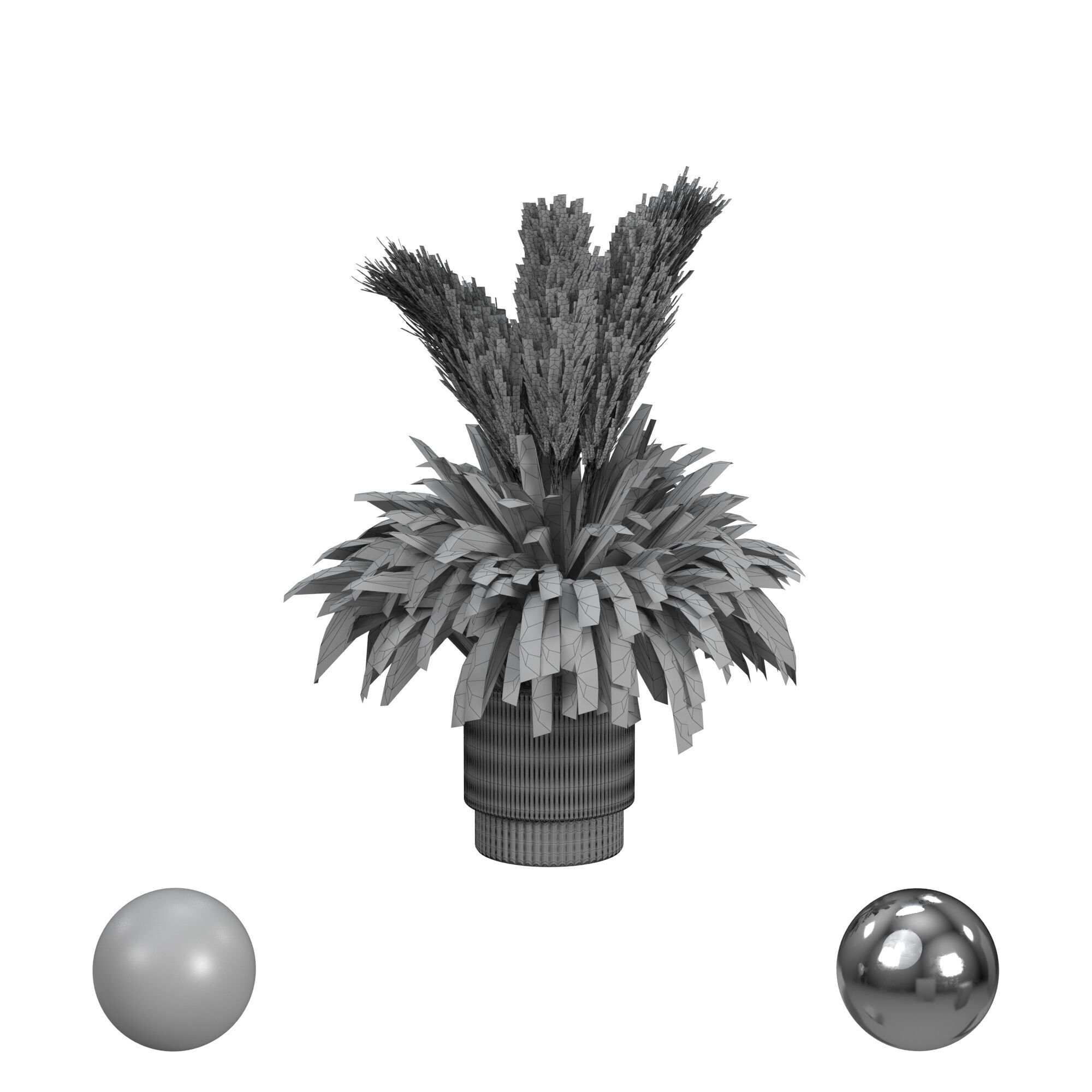 Plant in Black Pot 3D model_3