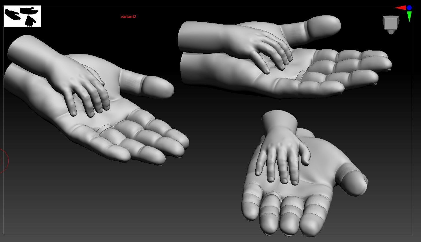 mother with baby hand sculpture 3D print model_1