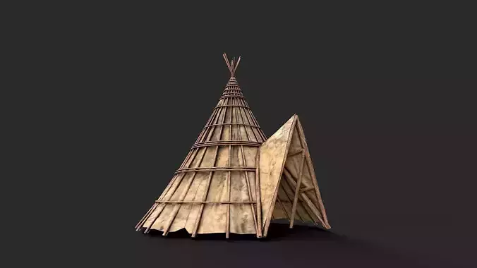 Primitive Wood and Fabric Tent Shelter 8