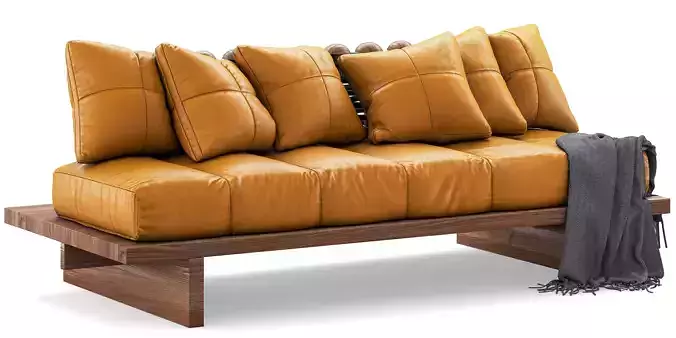 Egg Shaker Orange Leather Sofa