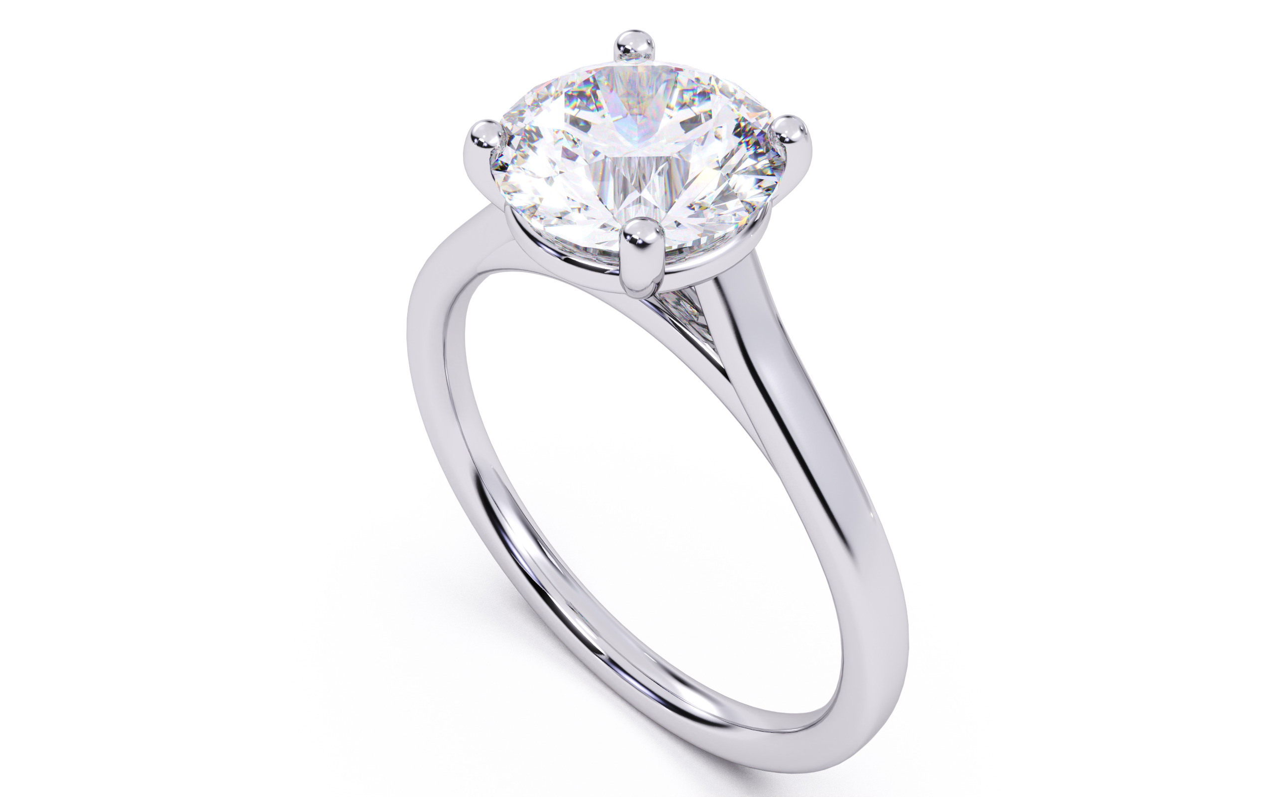 Round Diamond Cathedral Setting Solitaire Diamond Ring 3D print model_9