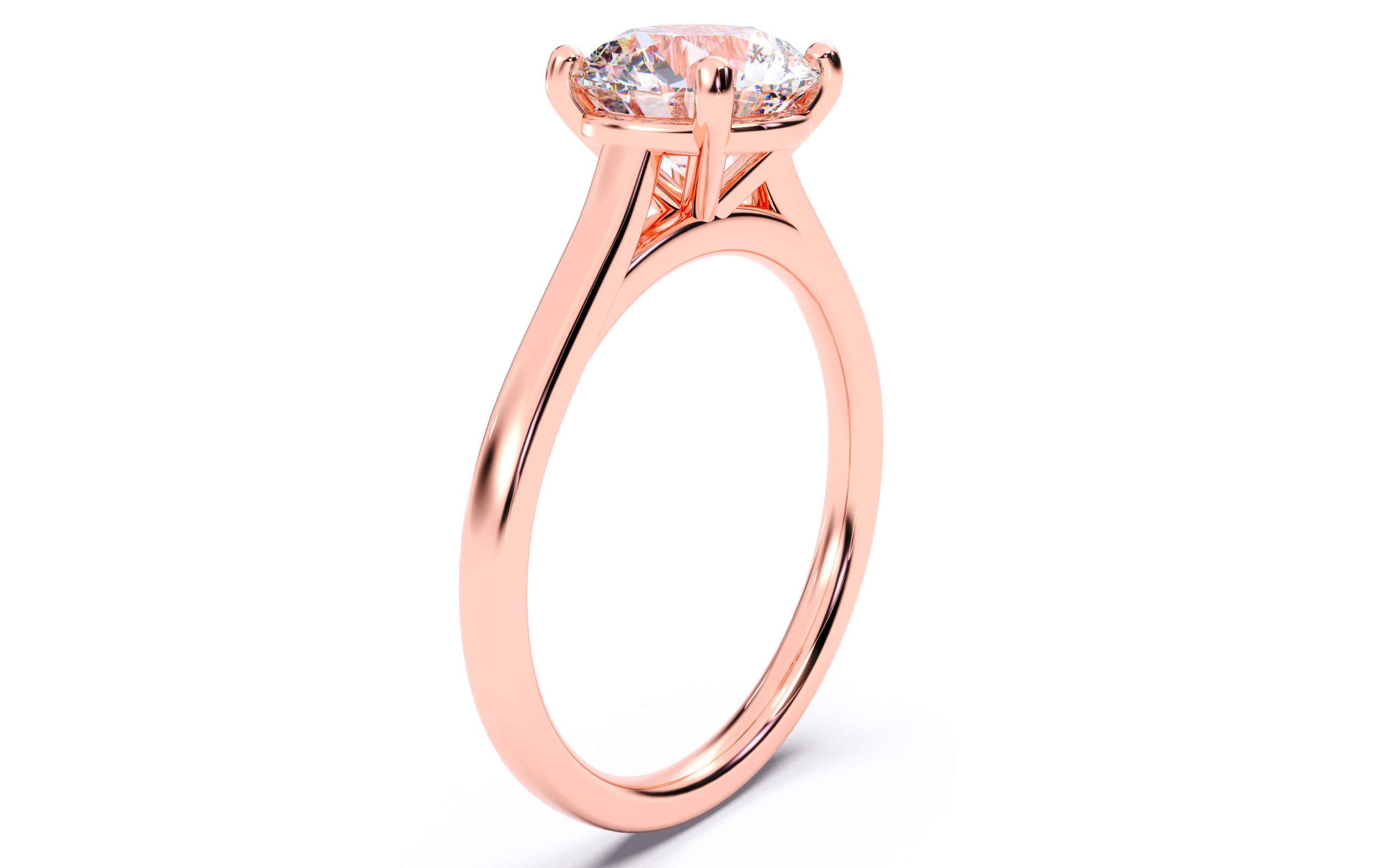 Round Diamond Cathedral Setting Solitaire Diamond Ring 3D print model_18