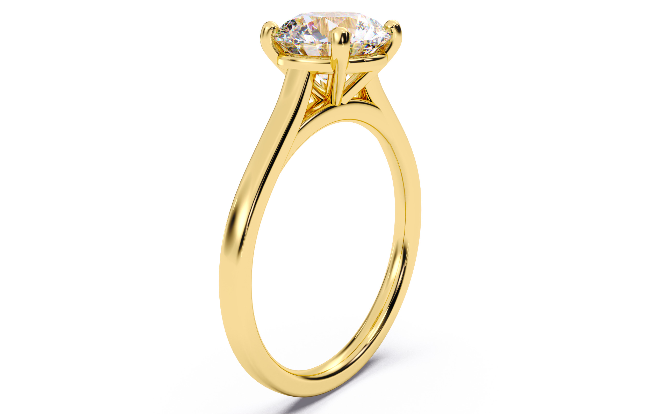 Round Diamond Cathedral Setting Solitaire Diamond Ring 3D print model_13
