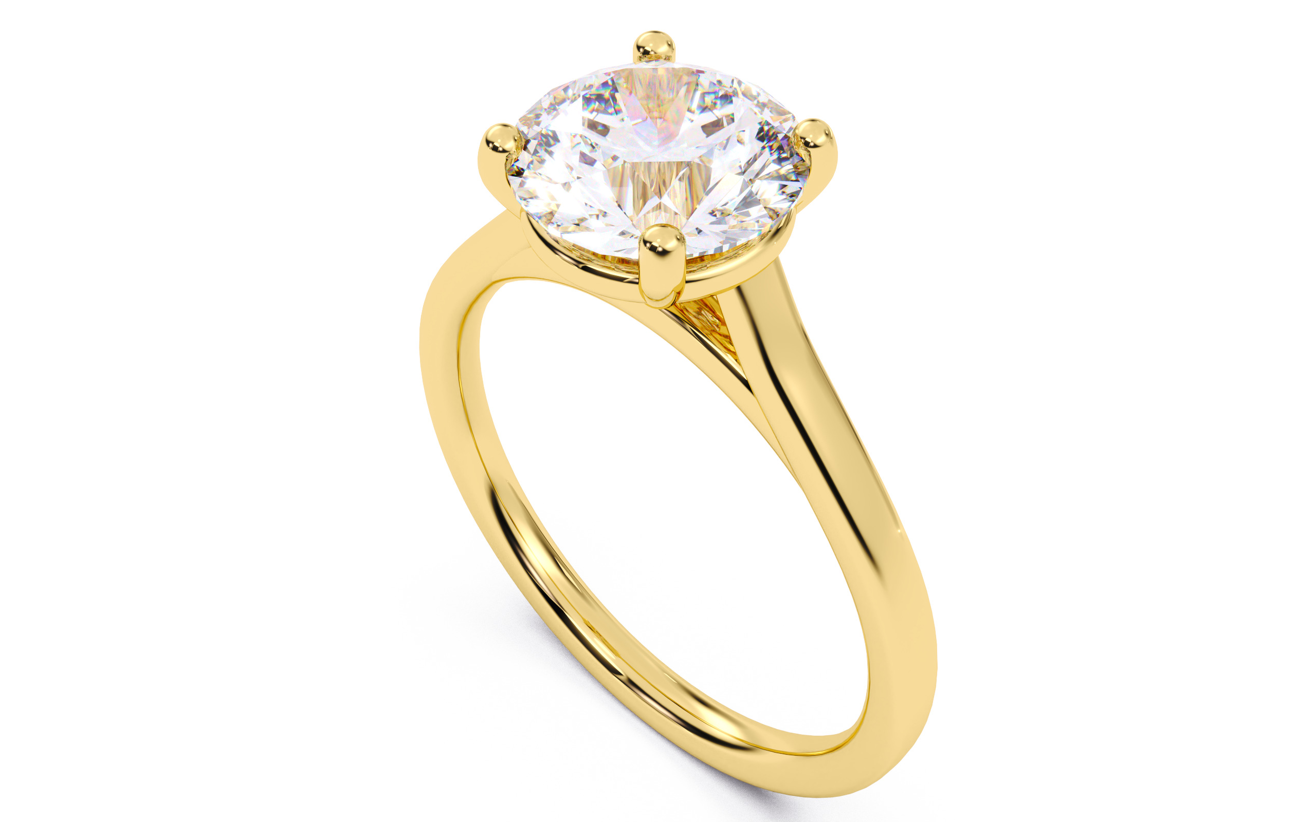 Round Diamond Cathedral Setting Solitaire Diamond Ring 3D print model_12
