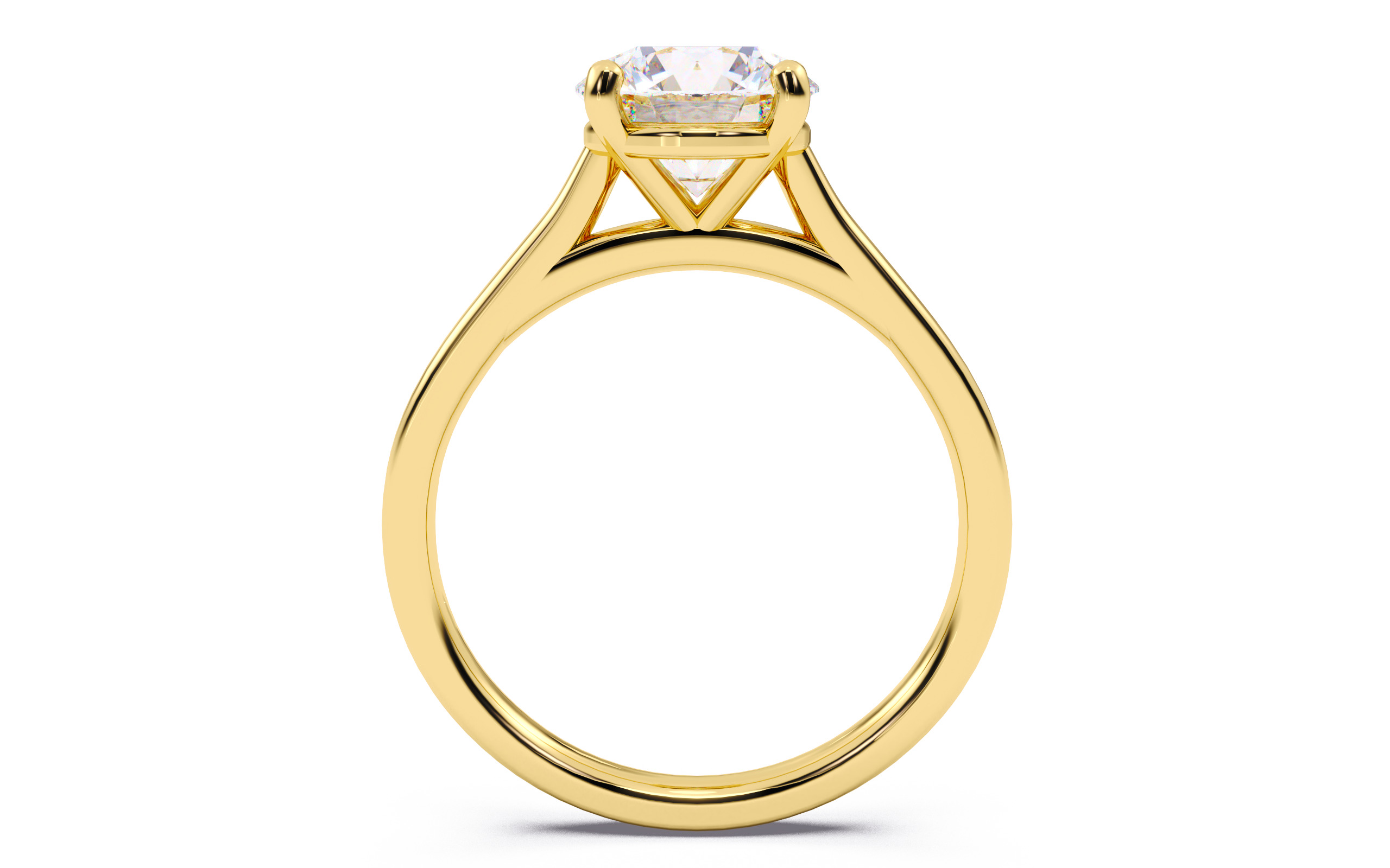Round Diamond Cathedral Setting Solitaire Diamond Ring 3D print model_4