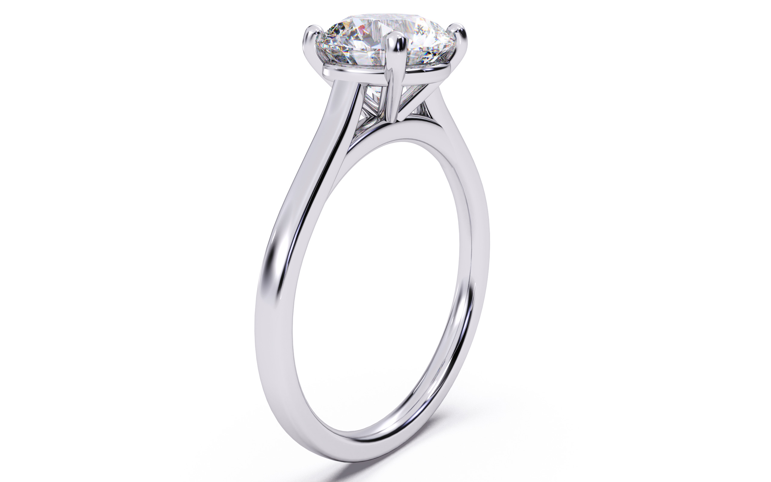 Round Diamond Cathedral Setting Solitaire Diamond Ring 3D print model_16