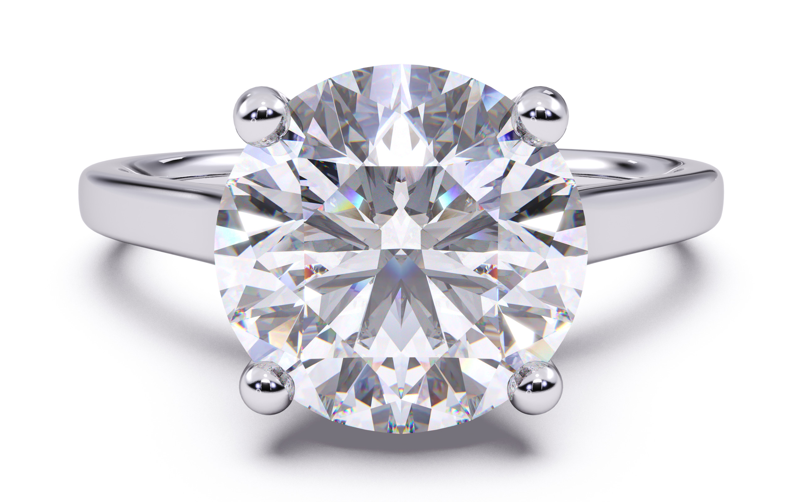 Round Diamond Cathedral Setting Solitaire Diamond Ring 3D print model_2
