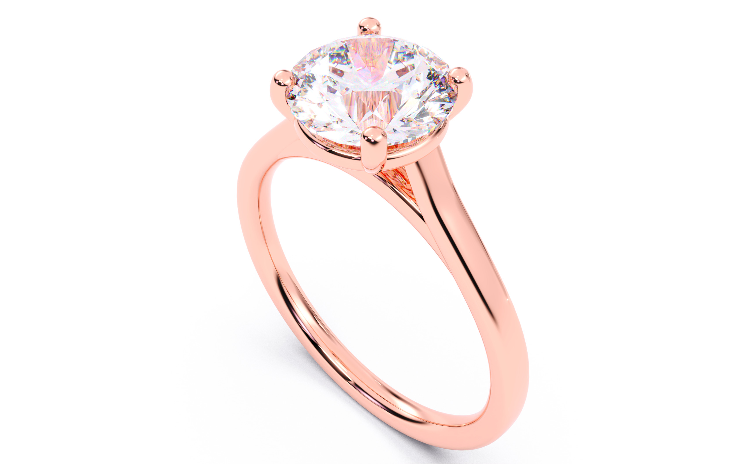 Round Diamond Cathedral Setting Solitaire Diamond Ring 3D print model_7