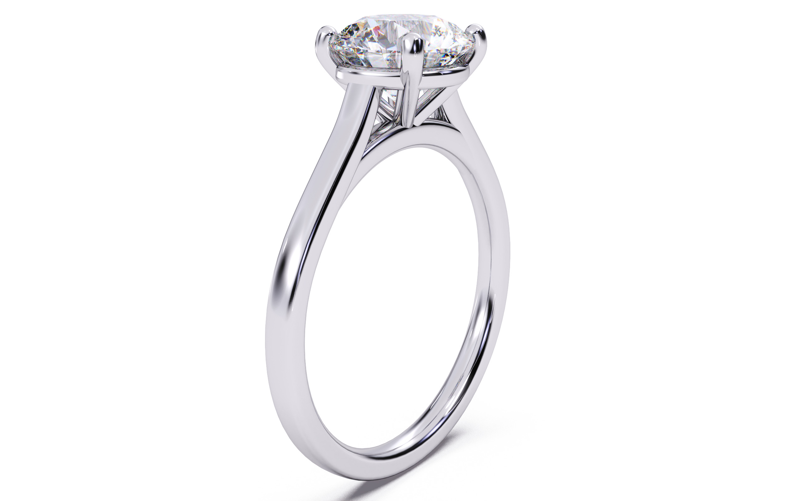 Round Diamond Cathedral Setting Solitaire Diamond Ring 3D print model_17