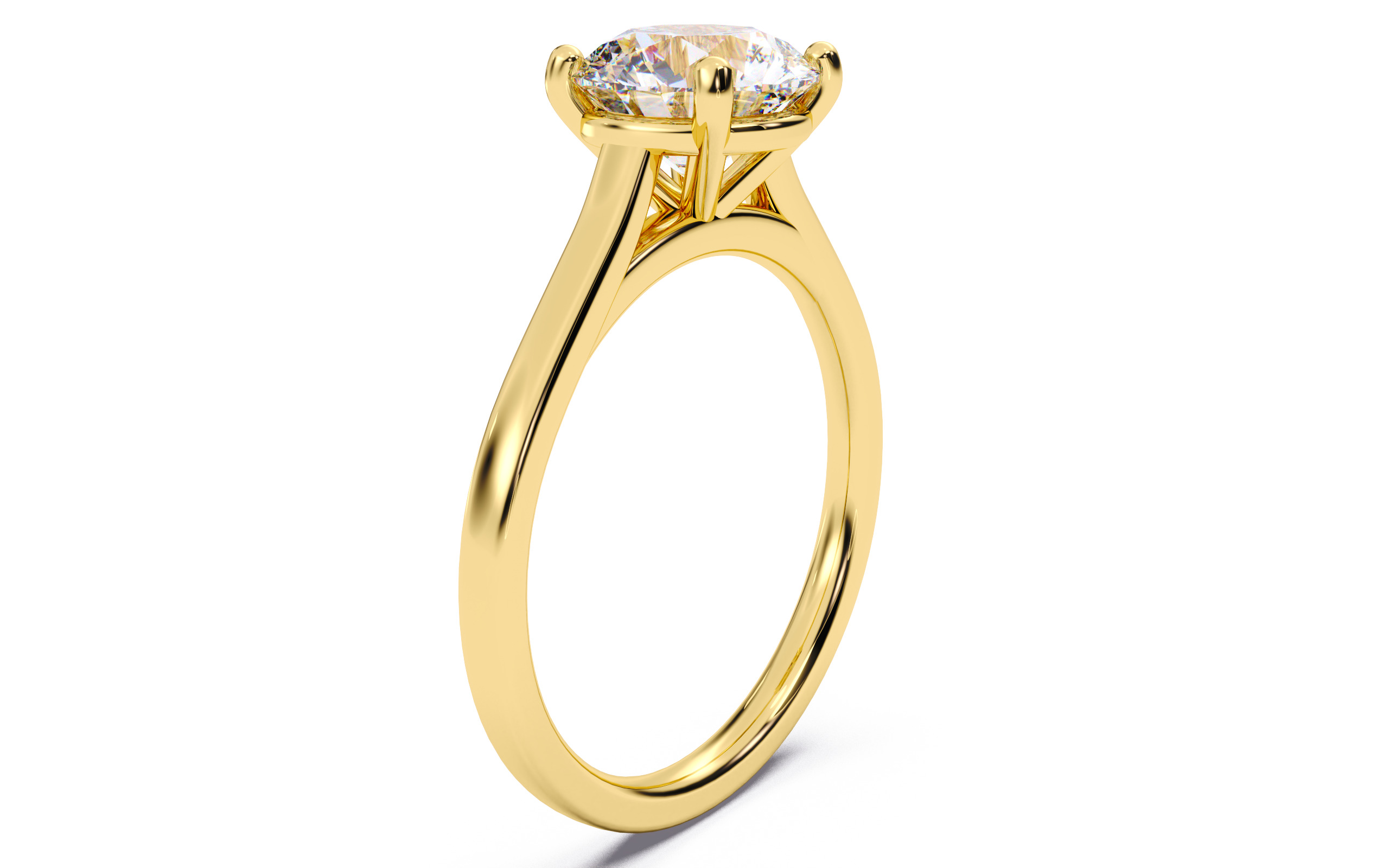 Round Diamond Cathedral Setting Solitaire Diamond Ring 3D print model_15