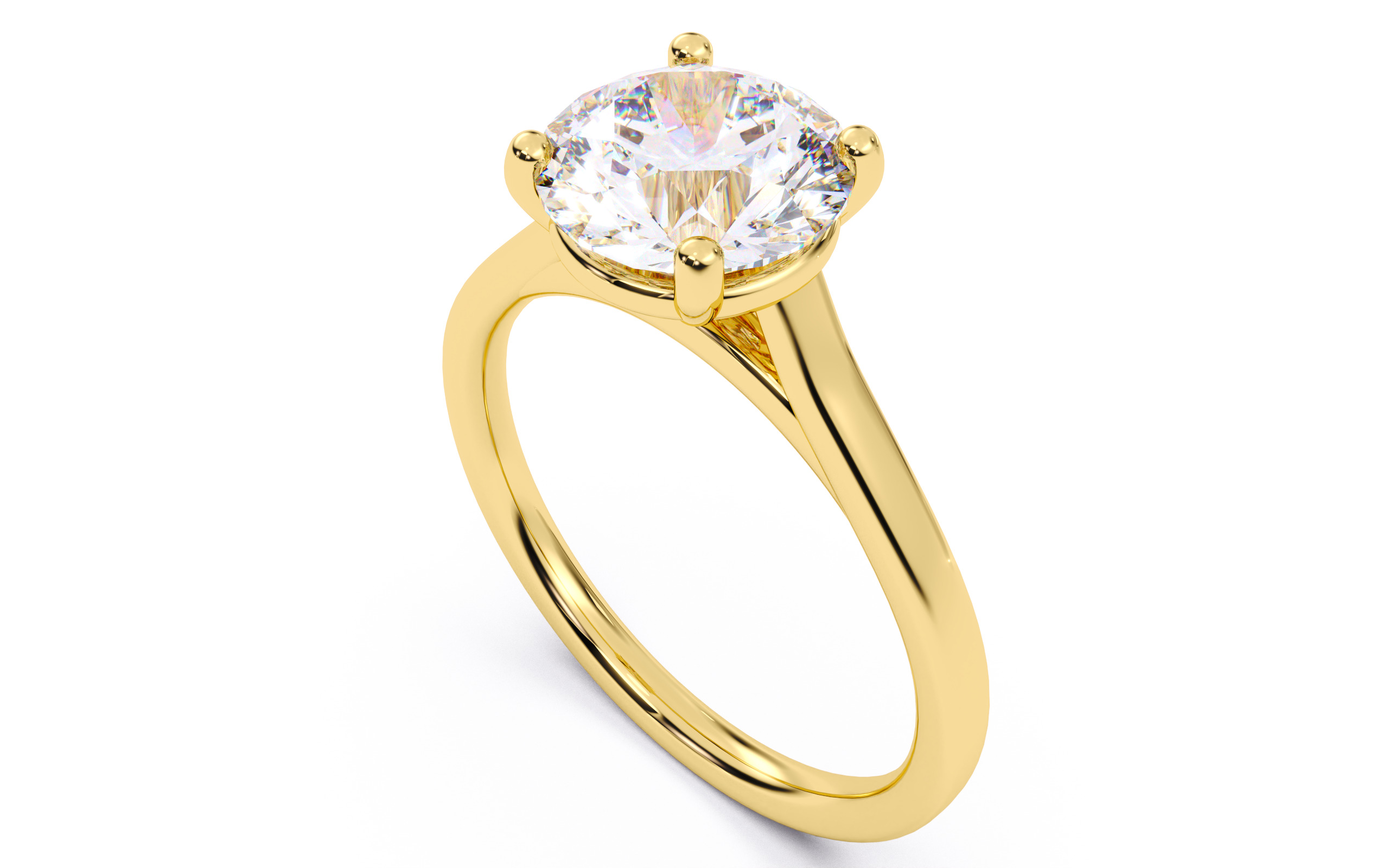 Round Diamond Cathedral Setting Solitaire Diamond Ring 3D print model_11