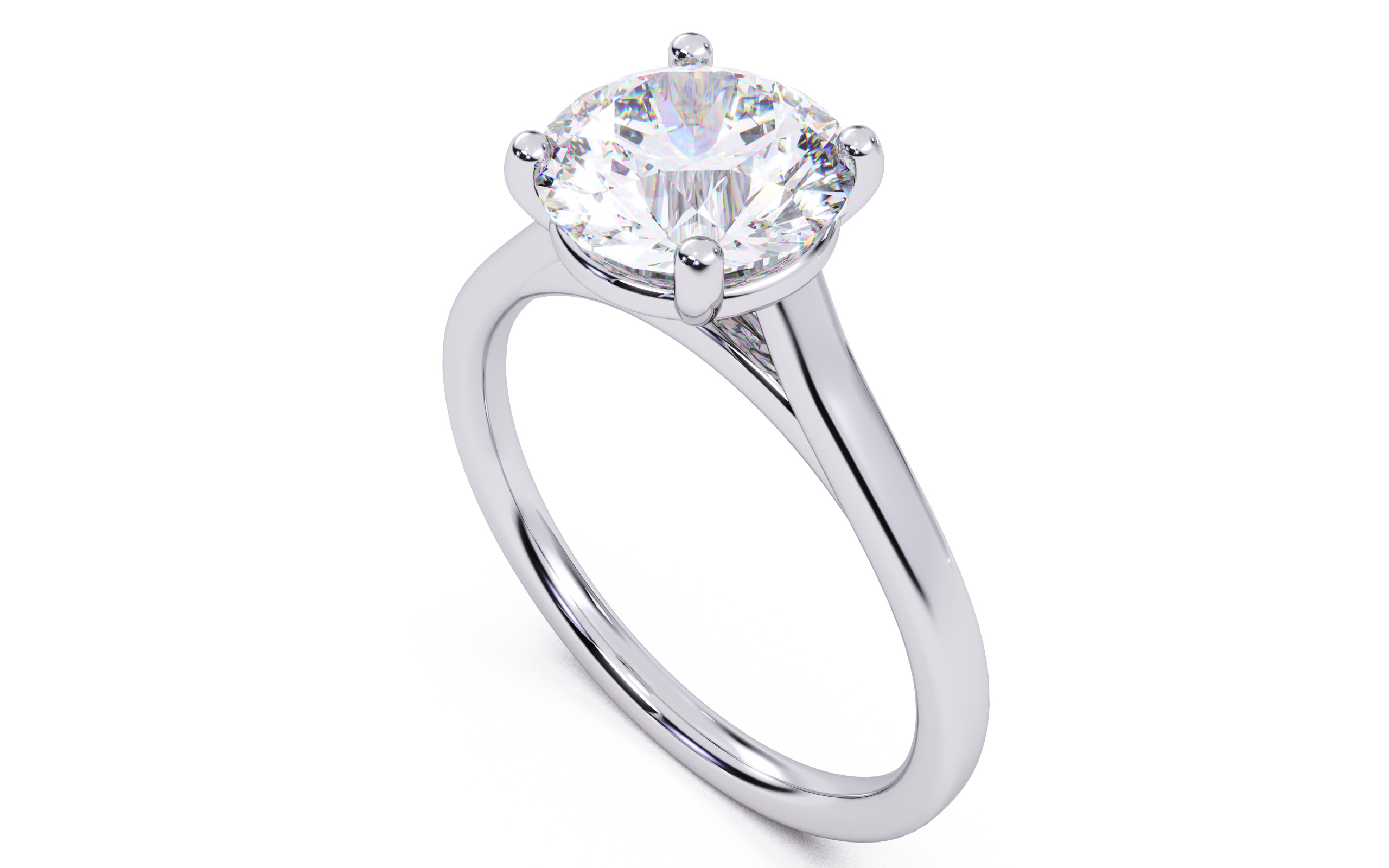Round Diamond Cathedral Setting Solitaire Diamond Ring 3D print model_10