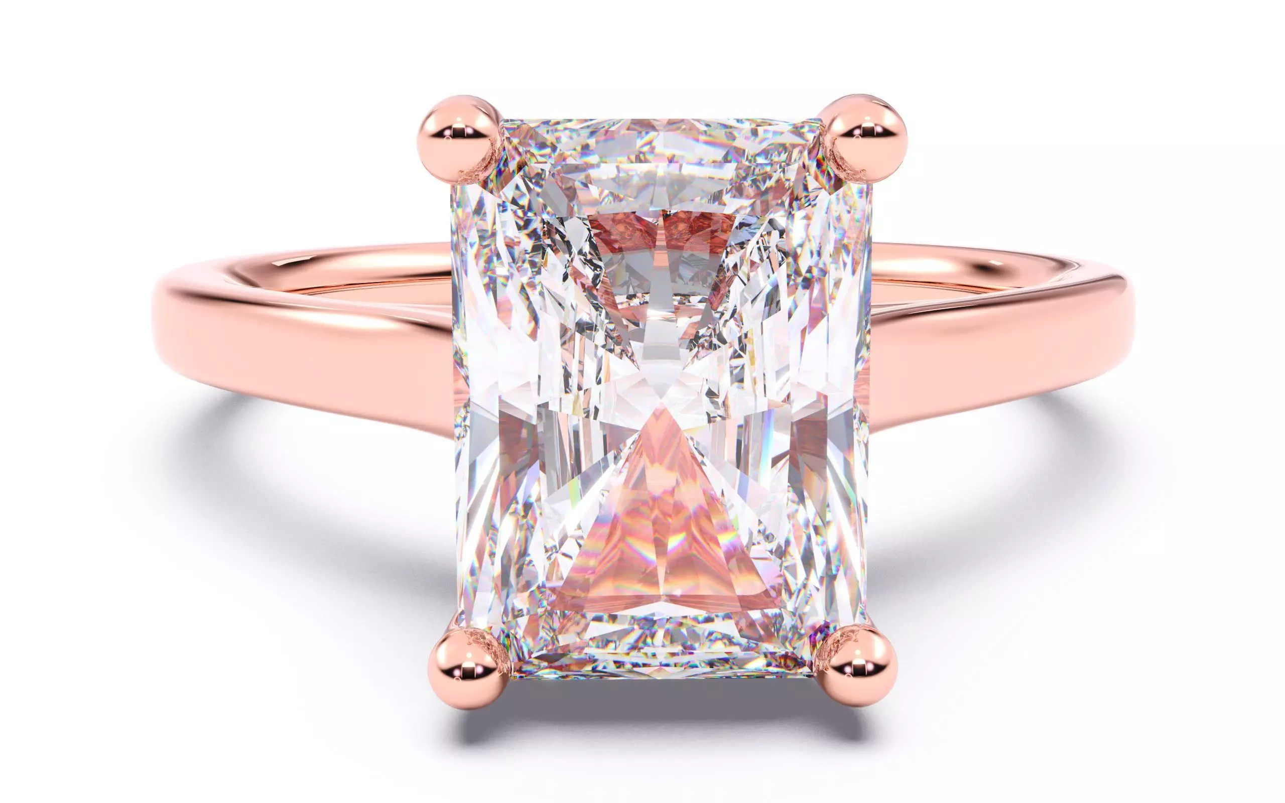 Radiant Diamond Cathedral Setting Solitaire Diamond Ring 3D print model