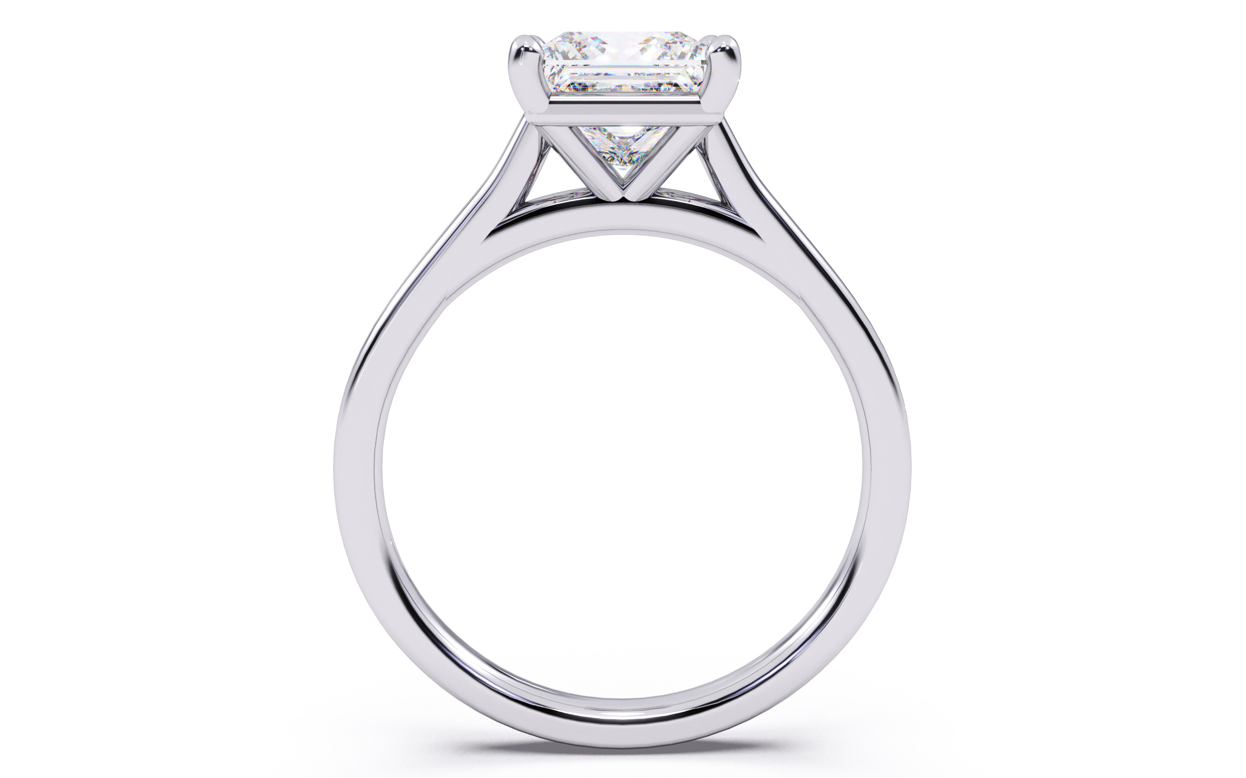 Princess Diamond Cathedral Setting Solitaire Diamond Ring 3D print model_24