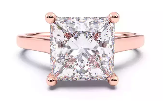 Princess Diamond Cathedral Setting Solitaire Diamond Ring 3D print model