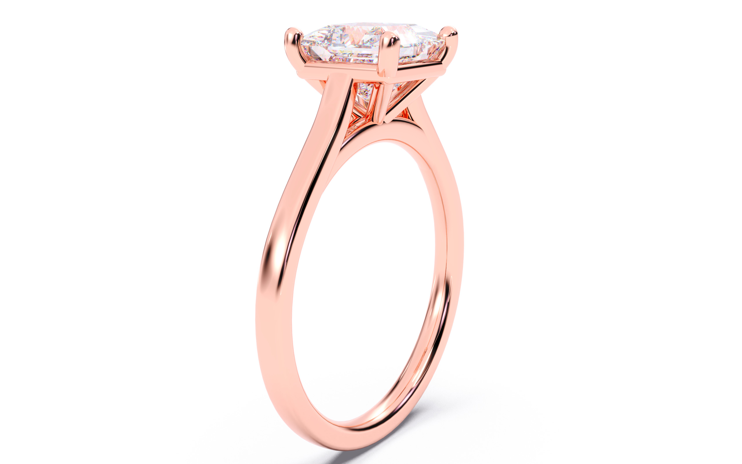 Princess Diamond Cathedral Setting Solitaire Diamond Ring 3D print model_18