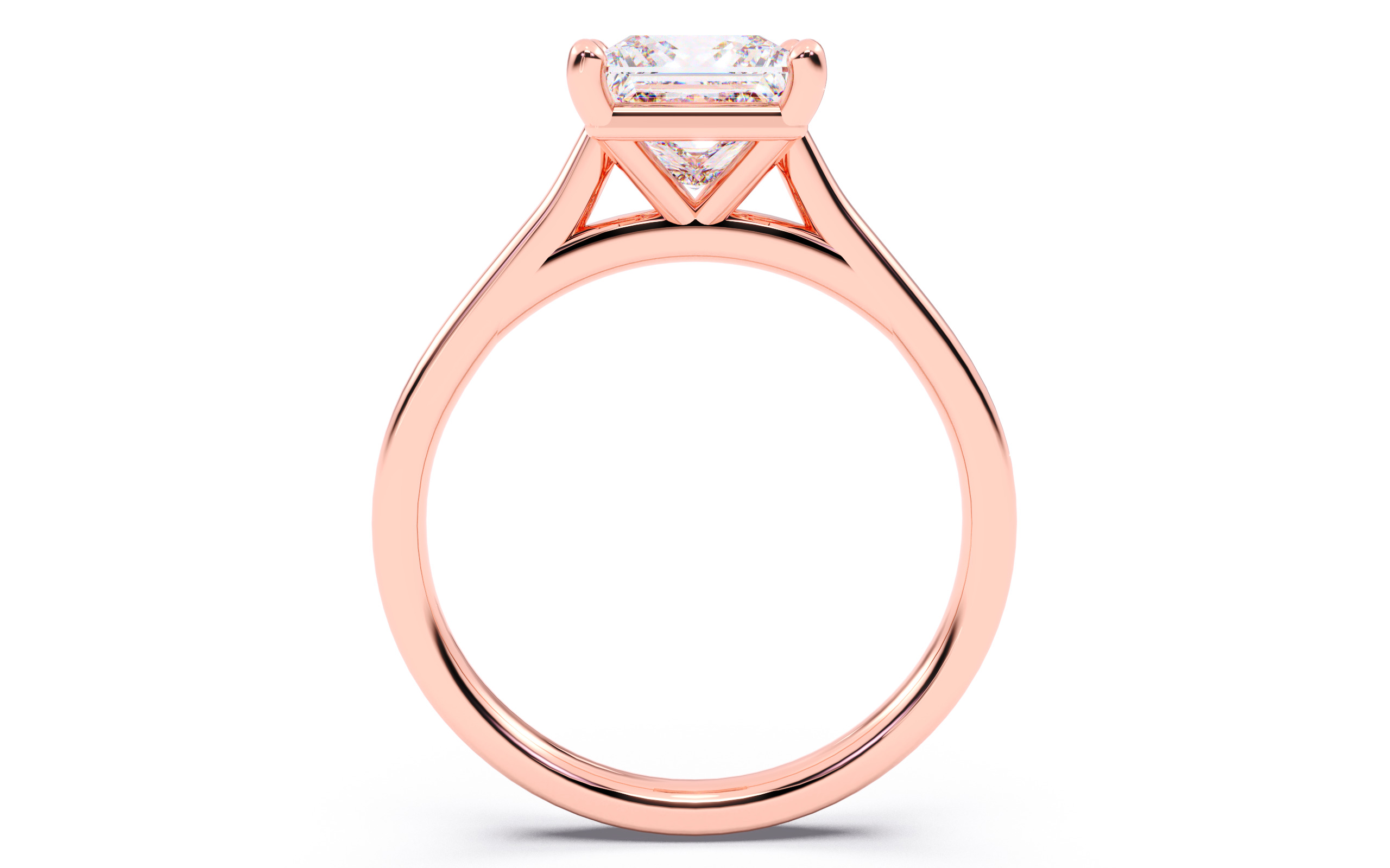 Princess Diamond Cathedral Setting Solitaire Diamond Ring 3D print model_5